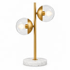 Twin Globe Table Lamp - Gold & White Marble
