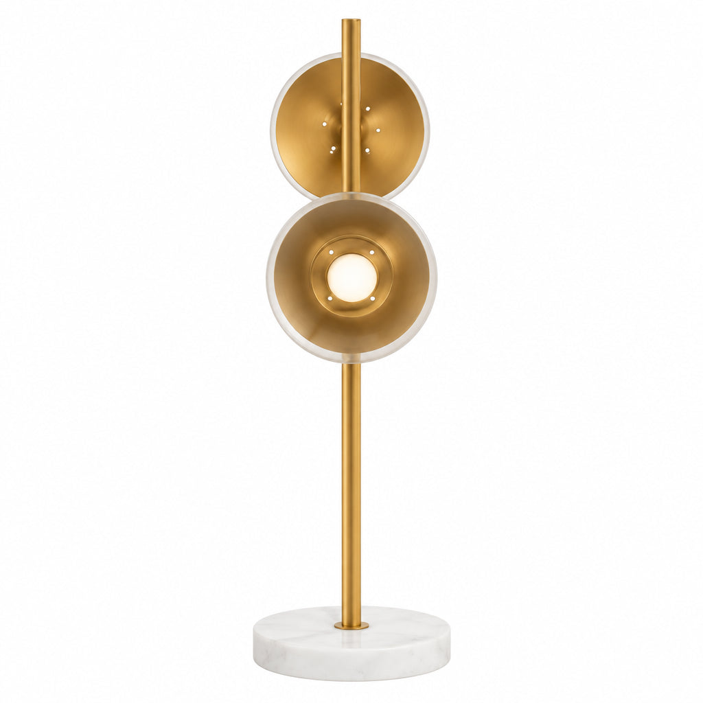 Twin Globe Table Lamp - Gold & White Marble