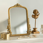 Gold Carved Vanity Mirror | French Style Wood Frame
