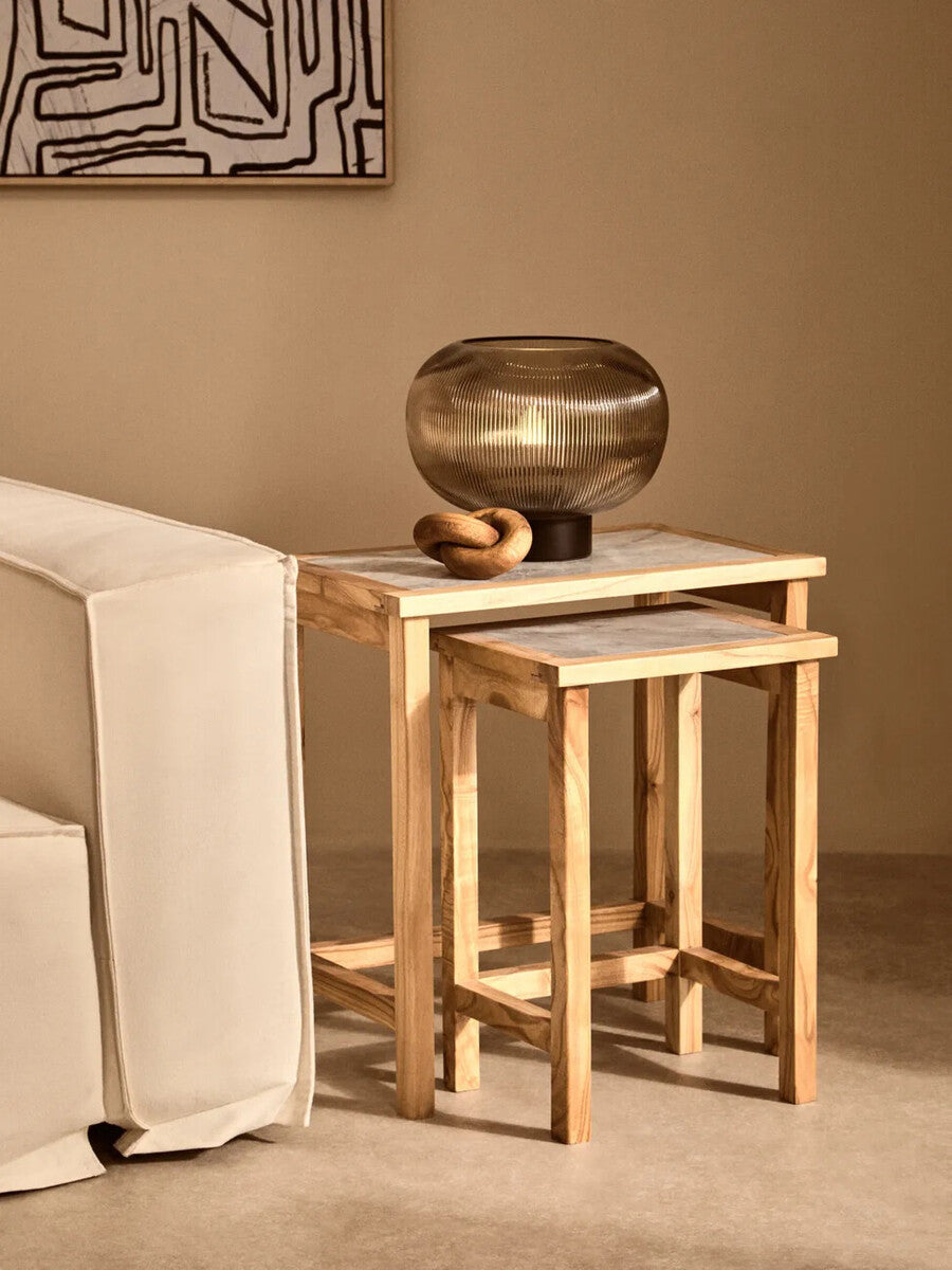 Ribbed Smoked Glass Table Lamp