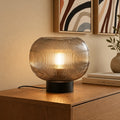 Ribbed Smoked Glass Table Lamp