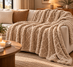 Plush Fleece Throw Blanket – Beige