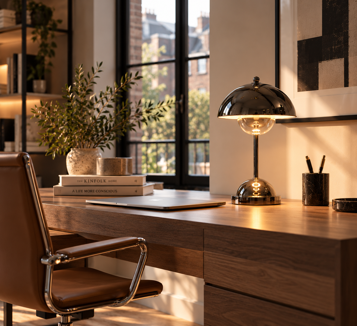 Chrome Halo Portable Lamp