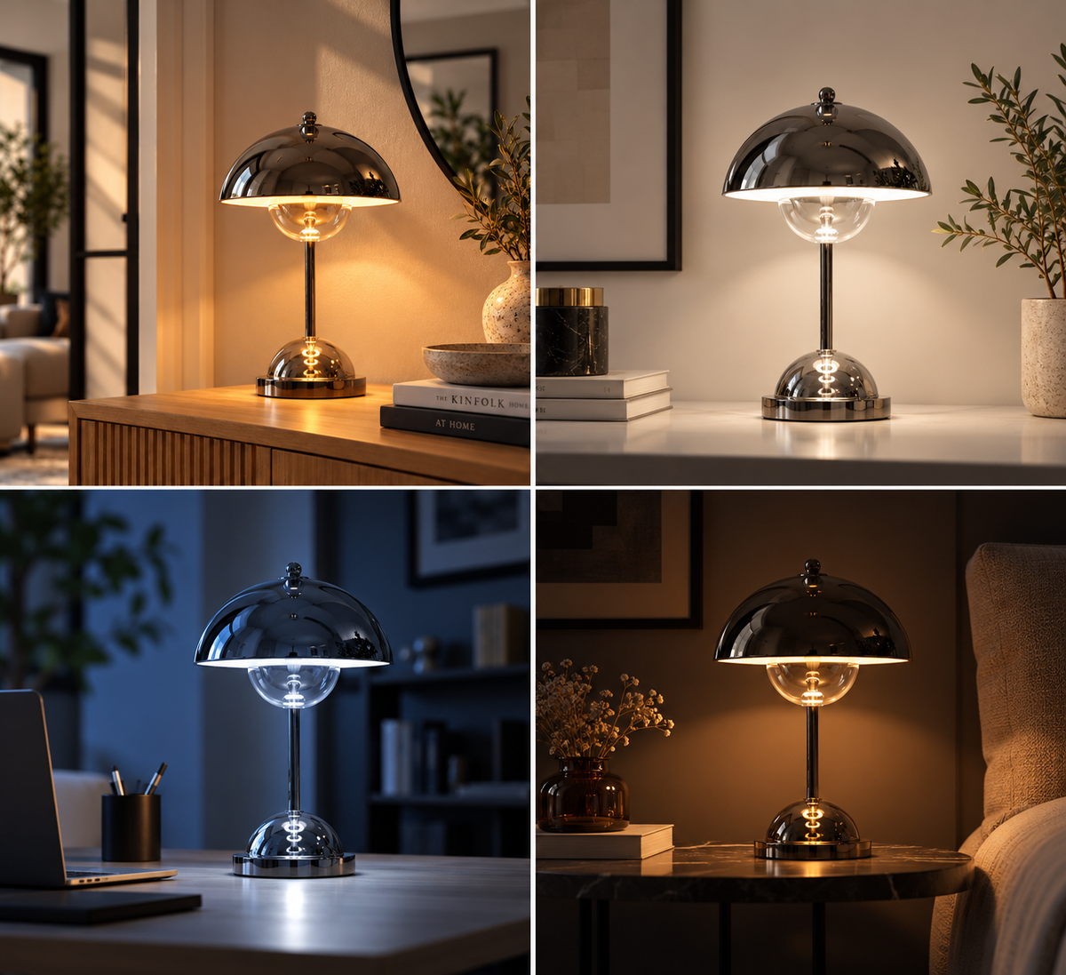 Chrome Halo Portable Lamp