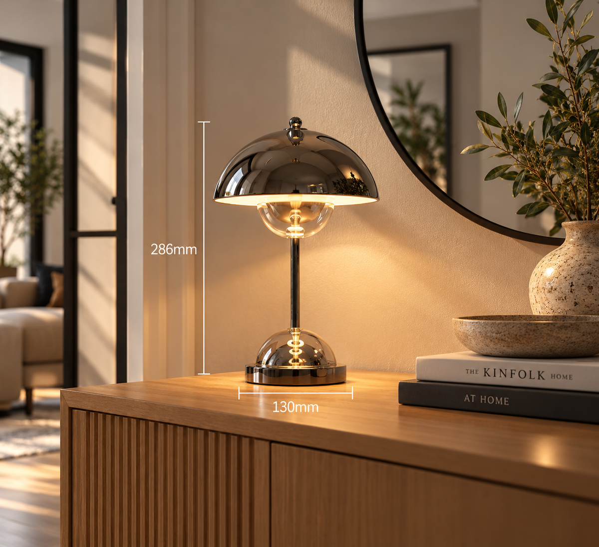 Chrome Halo Portable Lamp