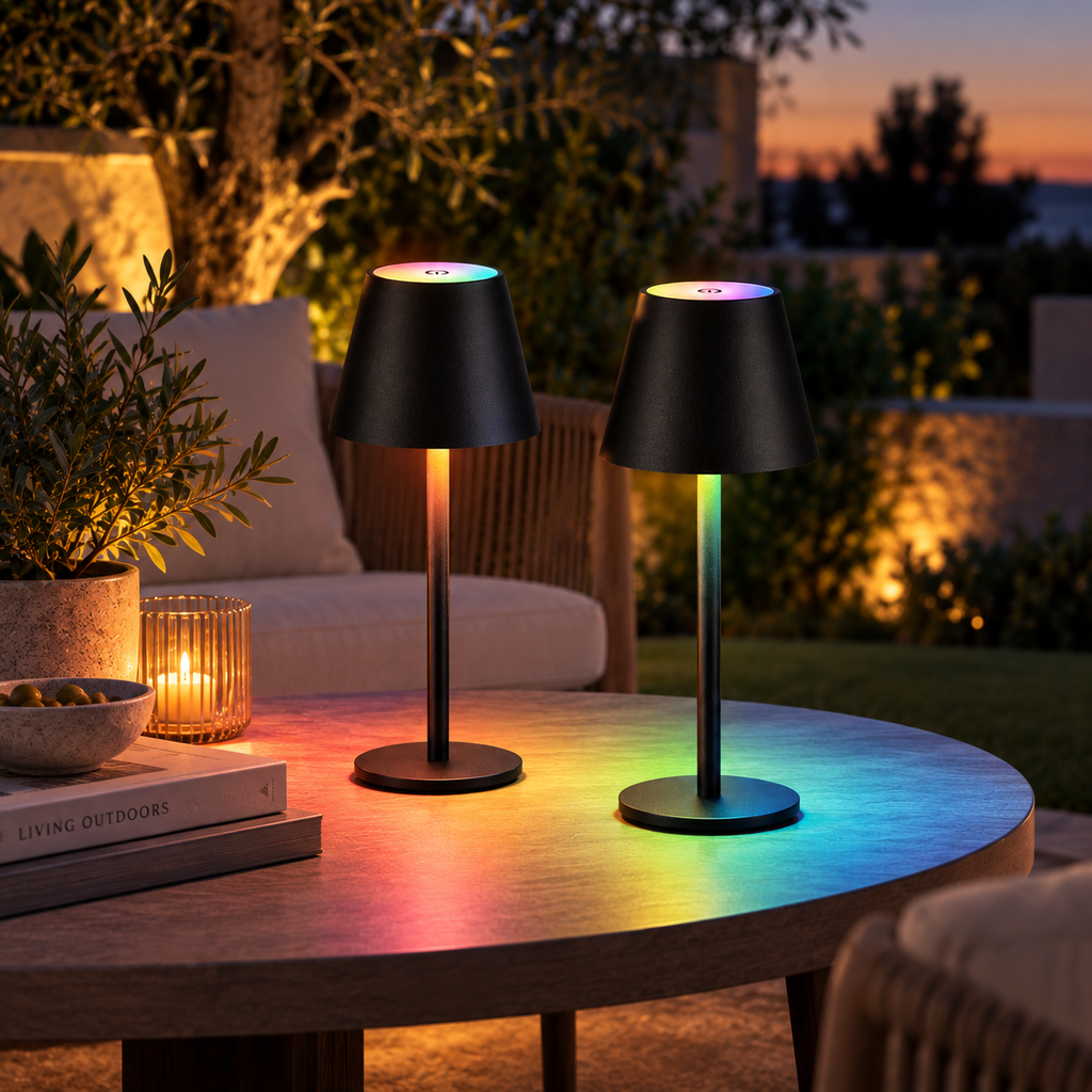 Cordless RGB Touch-Dimming Table Lamp - Twin Pack