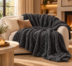 Plush Fleece Throw Blanket – Dark Grey