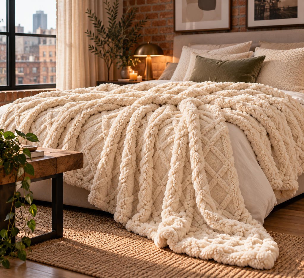 Plush Fleece Throw Blanket – White