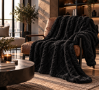 Plush Fleece Throw Blanket – Black