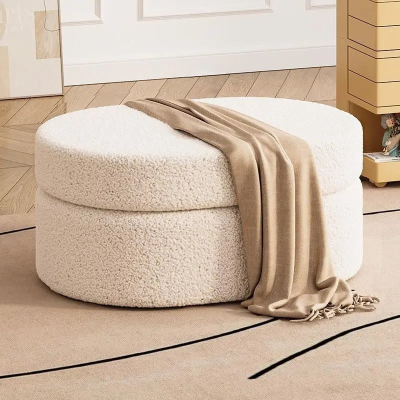Bouclé Storage Pouf