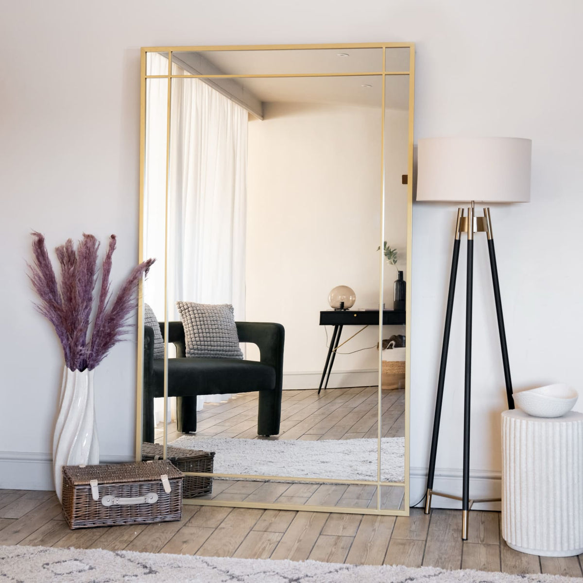 Aimi | Gold Metal Window Mirror | 200 x 120 cm