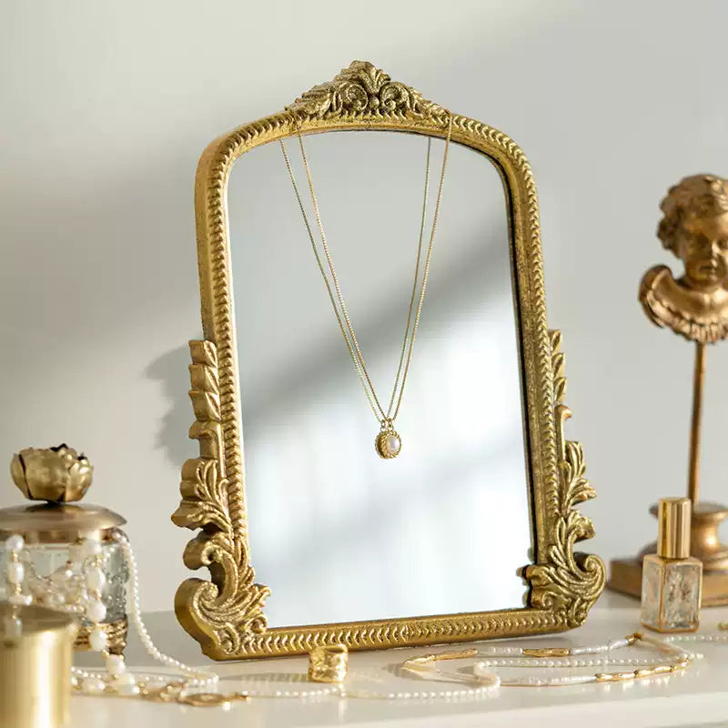 Gold Carved Vanity Mirror | French Style Wood Frame