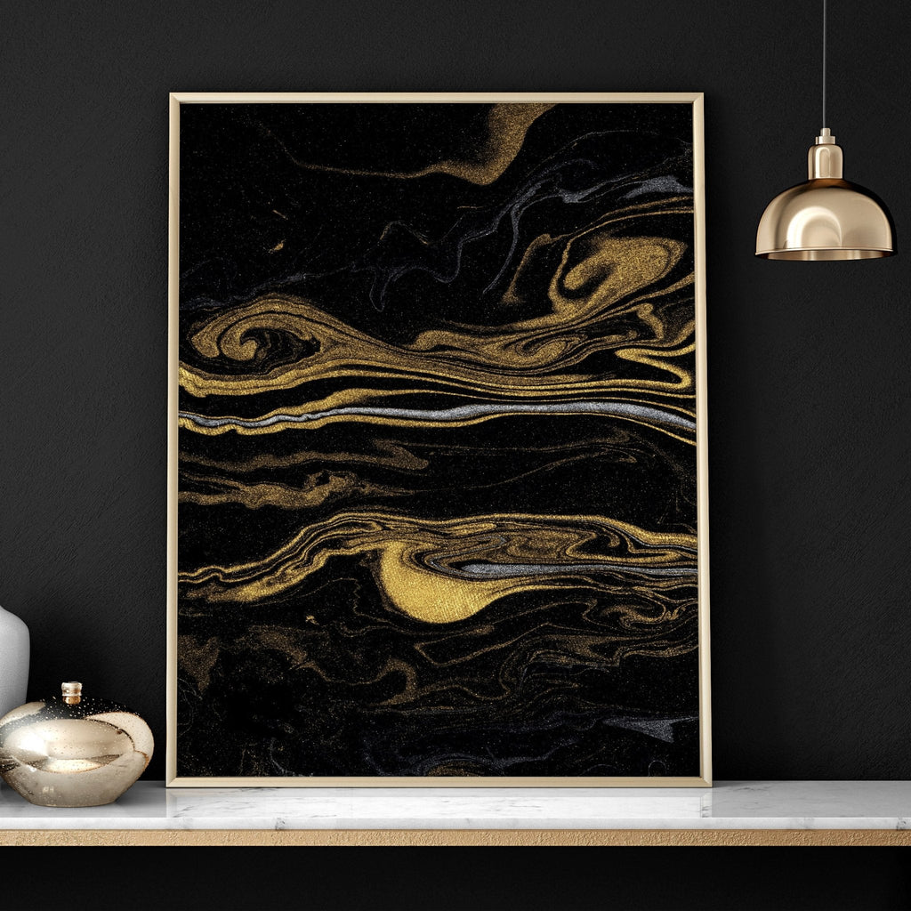 Black Marble & Gold Wall Art | Set of 3 Prints