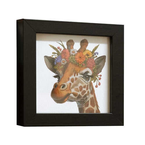 Giraffe in Bloom - Framed Pocket Art