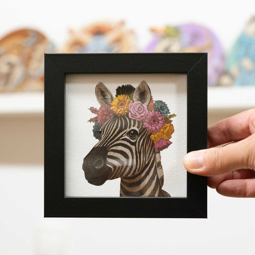 Zebra in Bloom - Framed Pocket Art