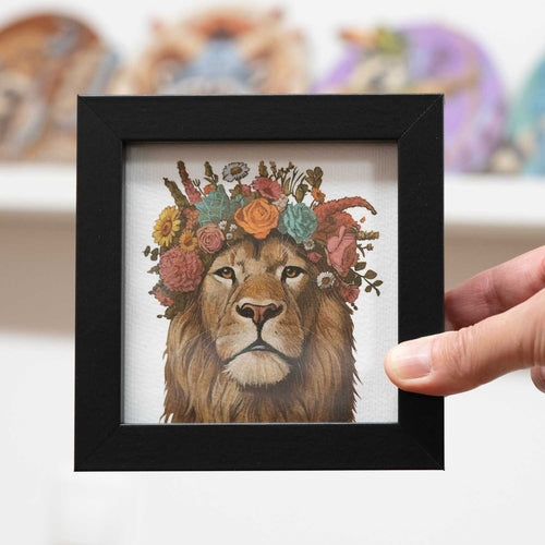 Lion in Bloom - Framed Pocket Art