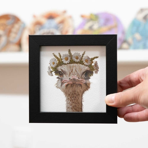 Ostrich in Bloom - Framed Pocket Art