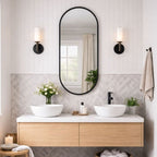 Emi | Black Metal Double Arched Mirror | 120 x 40 cm