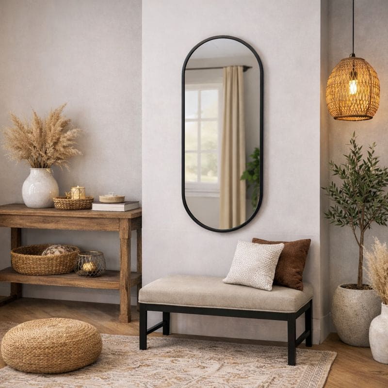 Emi | Black Metal Double Arched Mirror | 120 x 40 cm