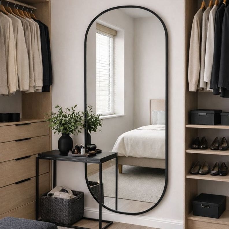 Emi | Full Length Black Metal Double Arched Mirror | 180 x 80 cm