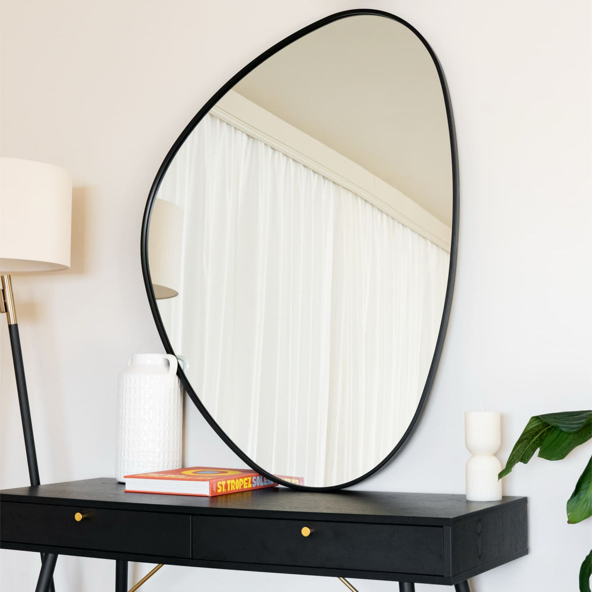 Izumi | Black Metal Irregular Wall Mirror | 120 x 90 cm