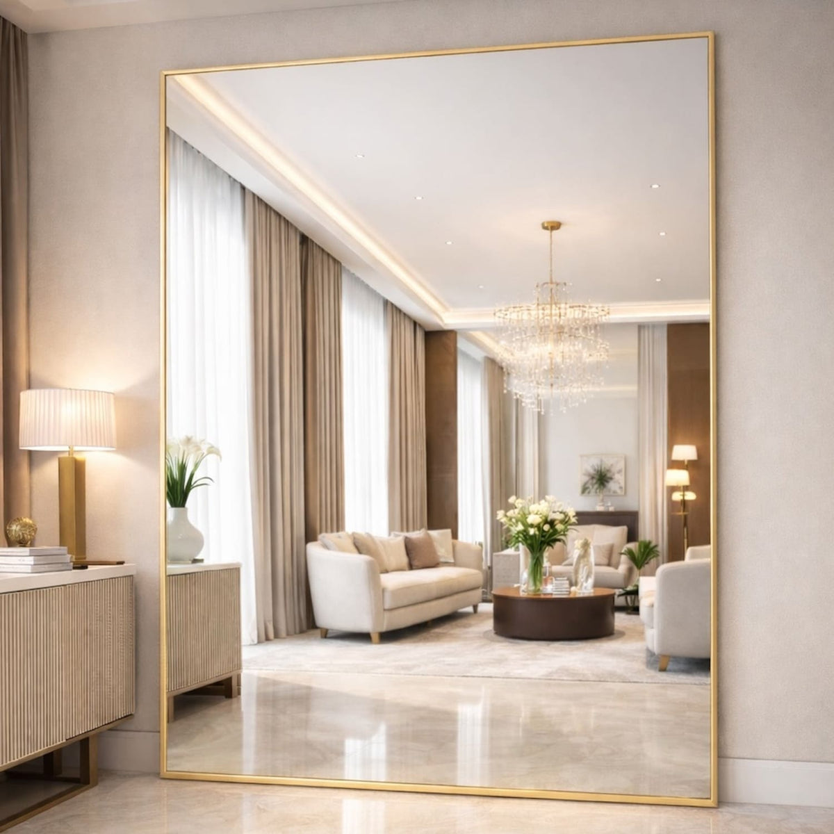 Takara | Gold Metal Rectangle Mirror | 200 x 150 cm